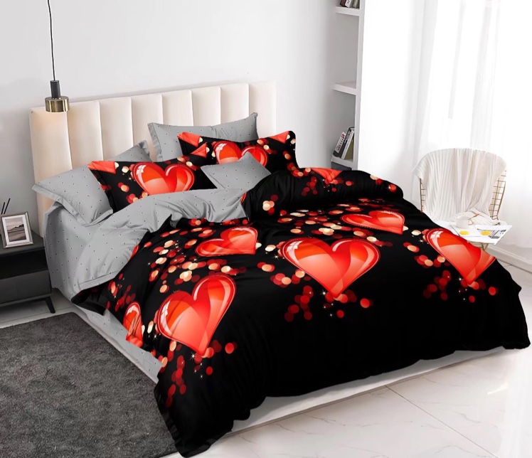 Black and white combination style, matte printed multi-piece set, no pilling and no color fading! Comfortable, breathable and soft! Four pieces of bedding, bed sheets and duvet covers details Picture