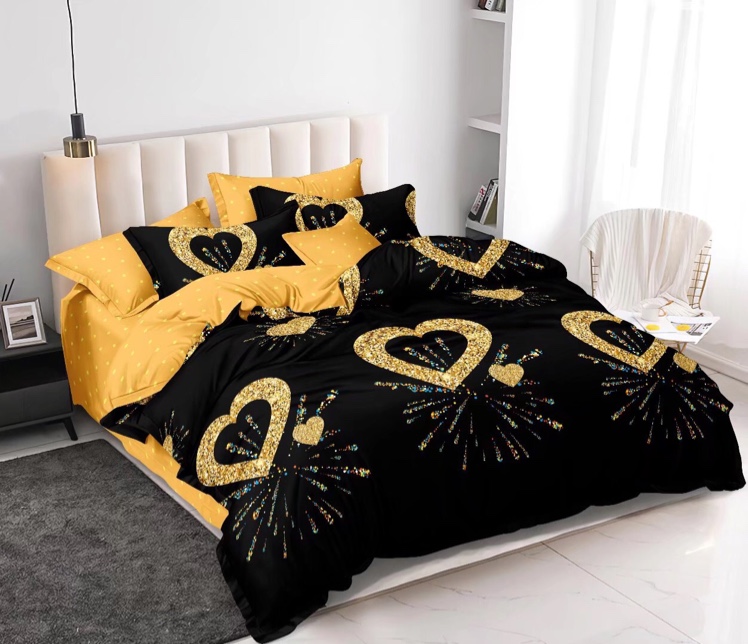 Black and white combination style, matte printed multi-piece set, no pilling and no color fading! Comfortable, breathable and soft! Four pieces of bedding, bed sheets and duvet covers Item Picture