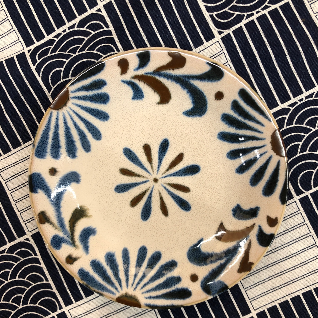 日本进口美浓烧冲绳花8.3英寸盘