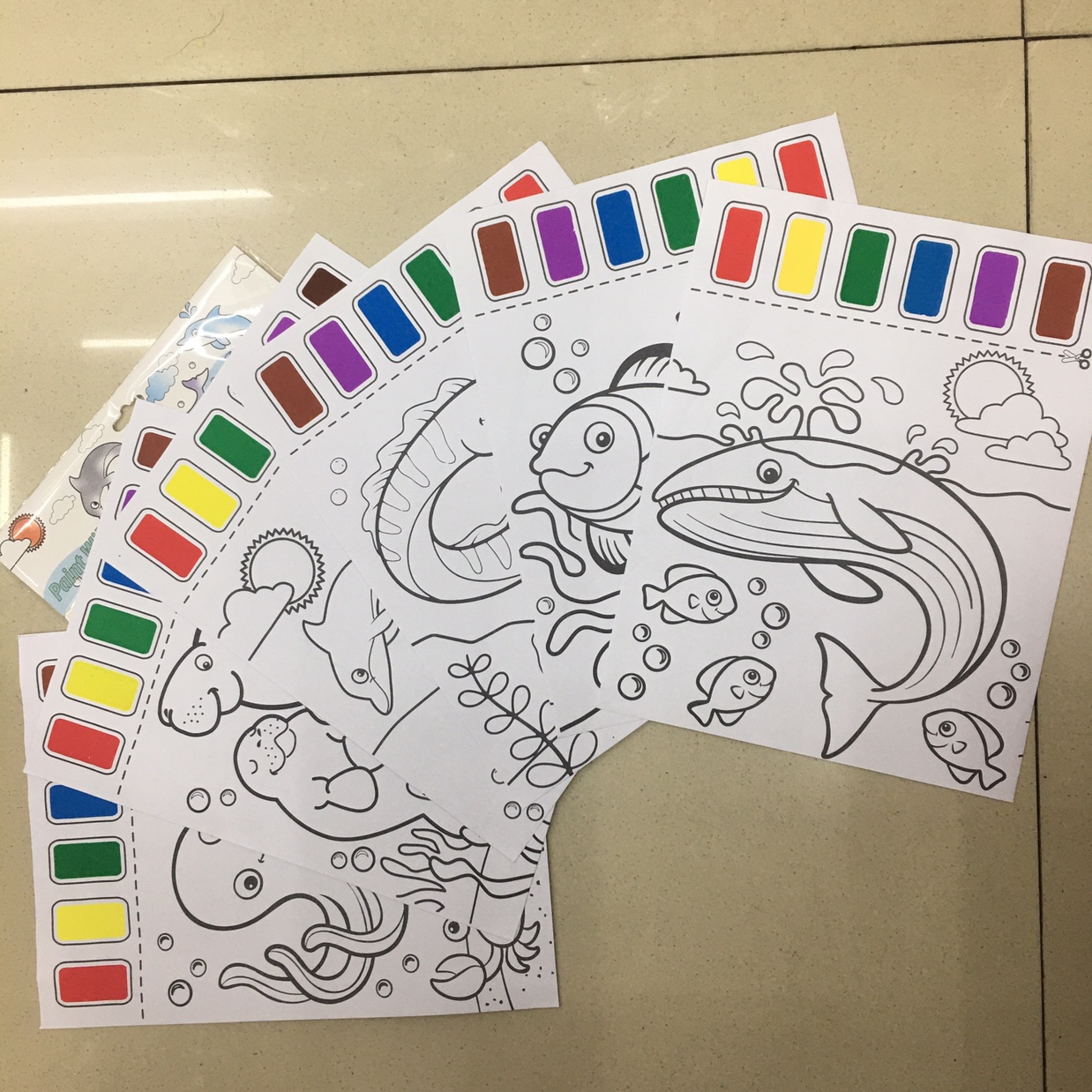 儿童卡通水彩画 自带水彩画笔套装 涂色画详情图7