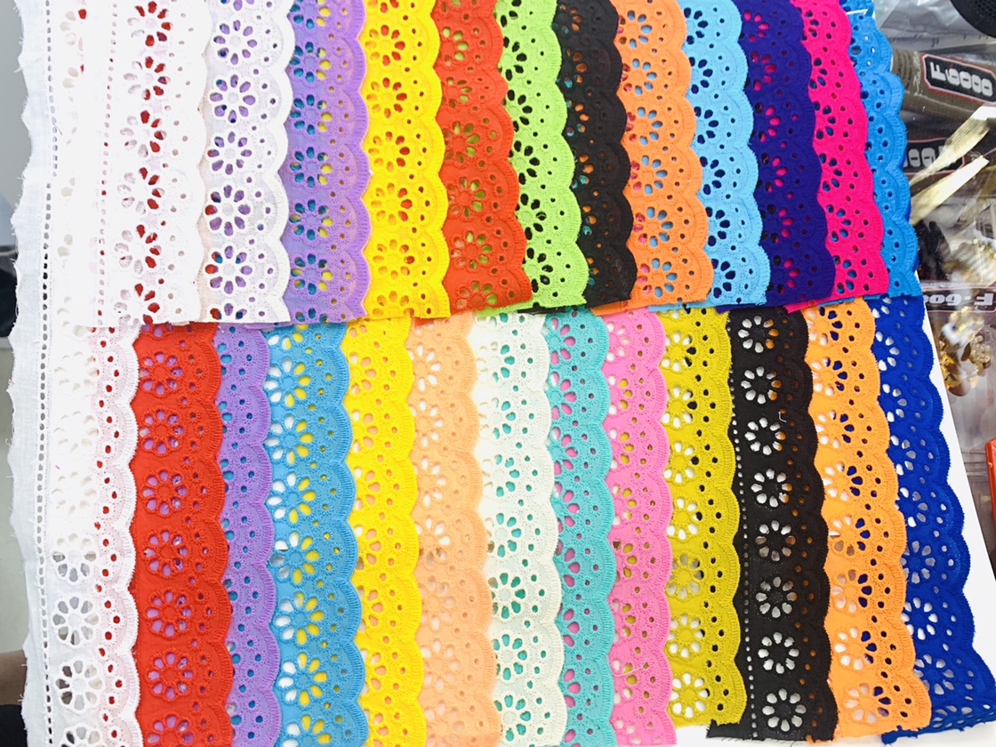 Face With Perforated Embroidery Lace Cotton Embroidery