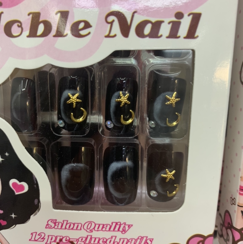 Golden Star and Moon 3D manicure