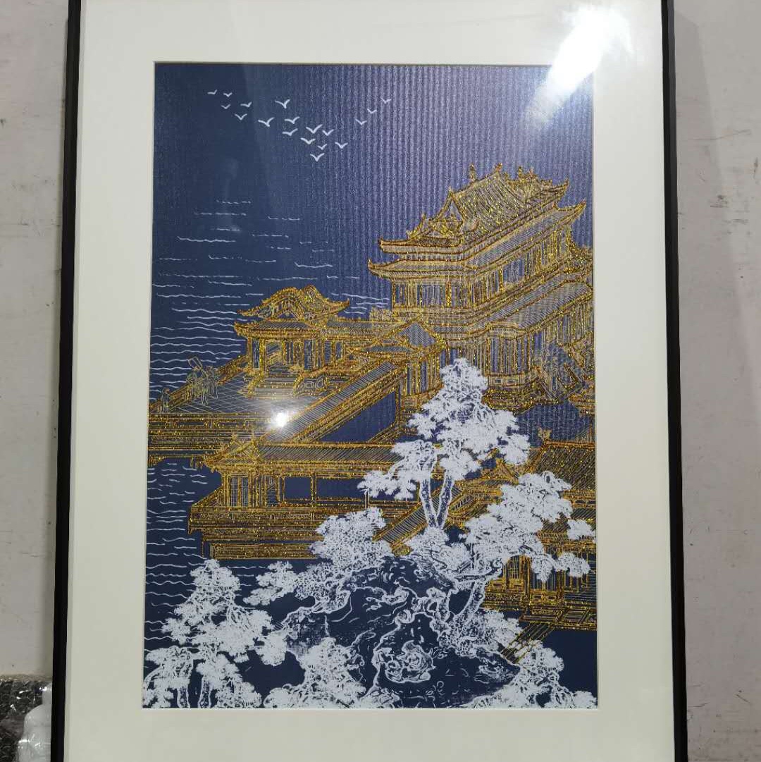 Gilt card paper decorative painting modern light luxury living room sofa background decorative painting gilt painting hotel decorative painting