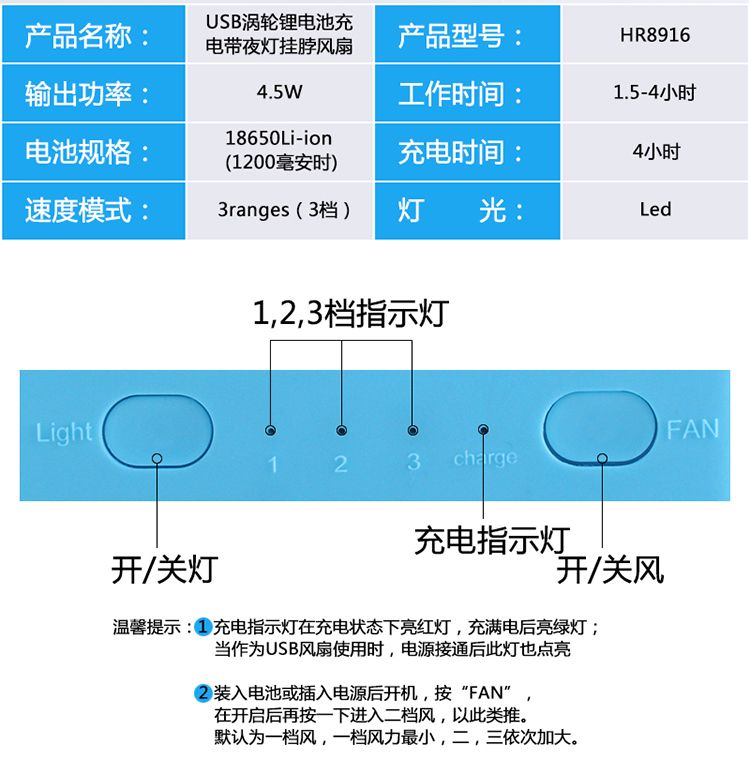 卡通挂脖小风扇便携式 USB可充电迷你小型挂脖随身 学生宿舍静音详情图7