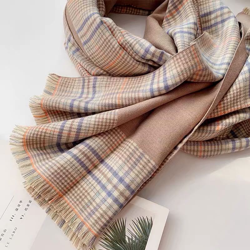 Ladies' checkered long scarf