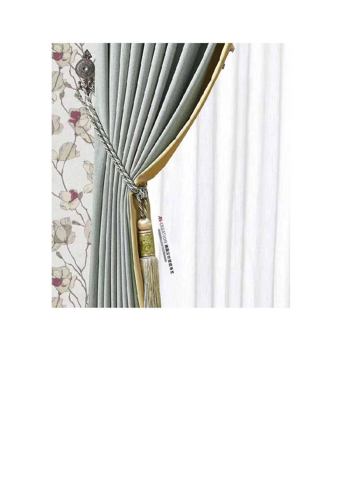 Blumarine风铃款现代简约轻奢窗帘高精密提花橙色拼接高档客厅卧室遮光详情图5