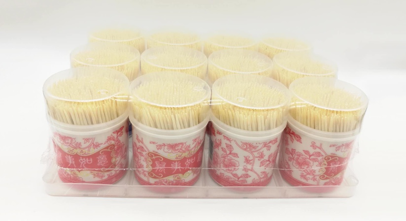 Blue and white toothpicks