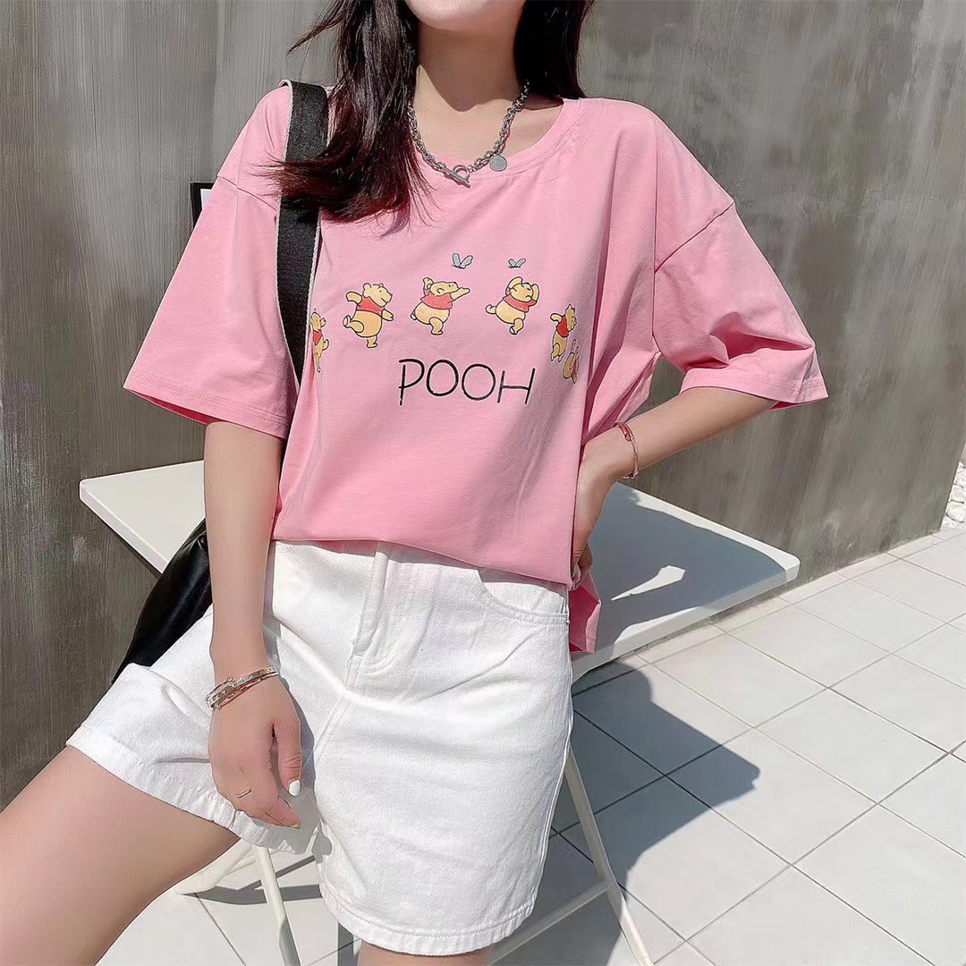Cartoon printed letter short sleeve T-shirt women 2020 summer new Korean version of loose college style short top tide thumbnail