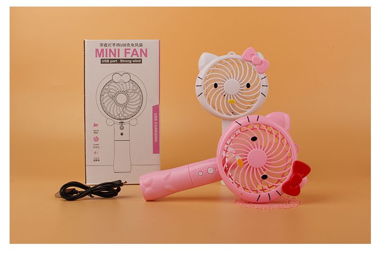 Mini portable handheld small fan with nightlight USB rechargeable electric portable home office fan