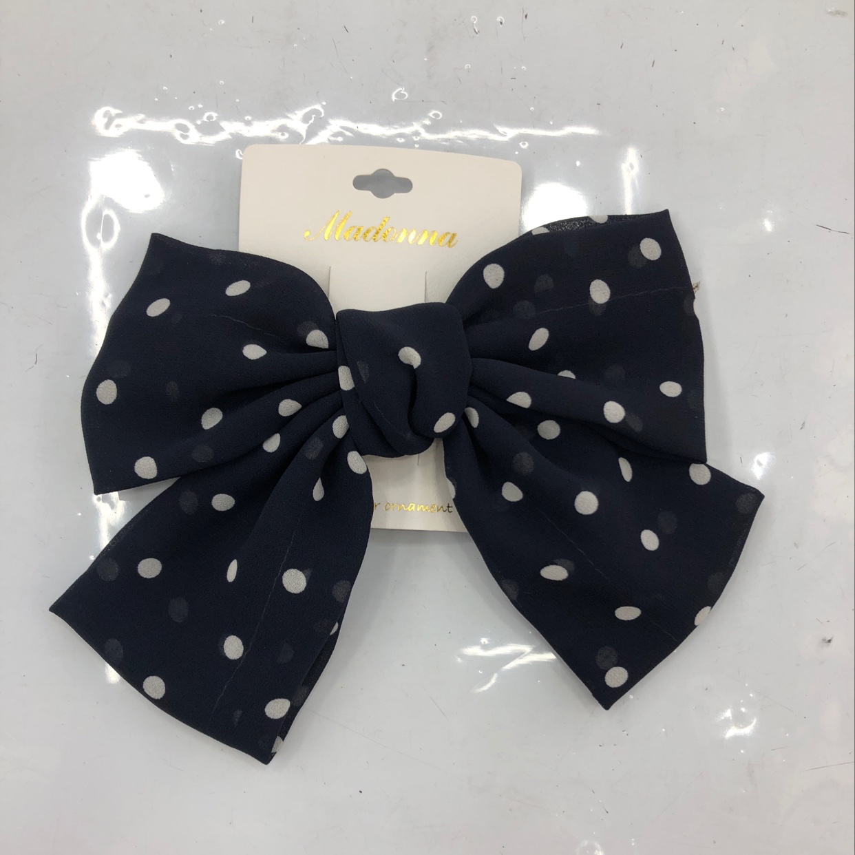 Jixiu black large bow hair clip JISOo red hair card Zhou Yang Green net red clip hair accessories black dots thumbnail