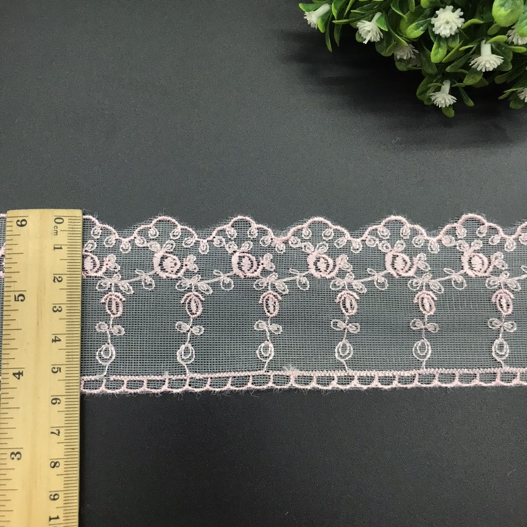 【 In Stock 】 Pink little rose mesh embroidered lace wedding dress home textile fabric