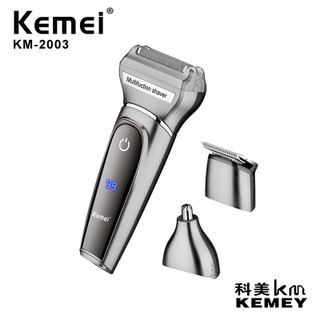 科美KEMEI往复式KM-2003三合一刮胡刀电动剃须刀USB充电剃胡须刀