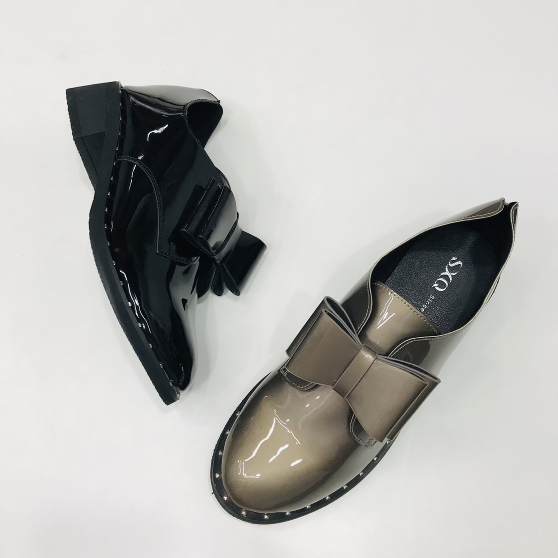 Victory Shoes Women's patent leather British-style comfortable and versatile single shoes details Picture
