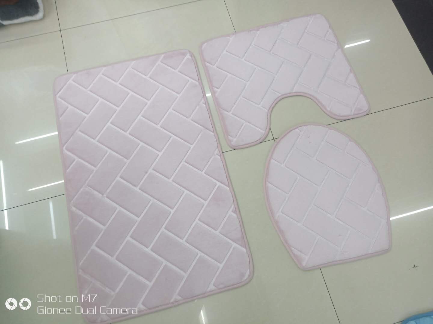 Three-Piece Brick Embossed Bathroom Mat Set