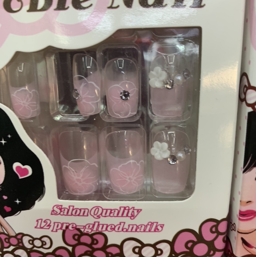 Pink transparent flower 3D manicure