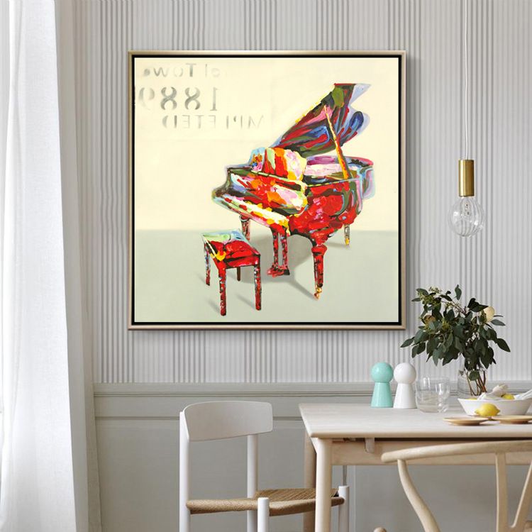 圣仕现代简约客厅装饰画喷绘油画钢琴沙发图案餐厅挂画酒店工程画产品图