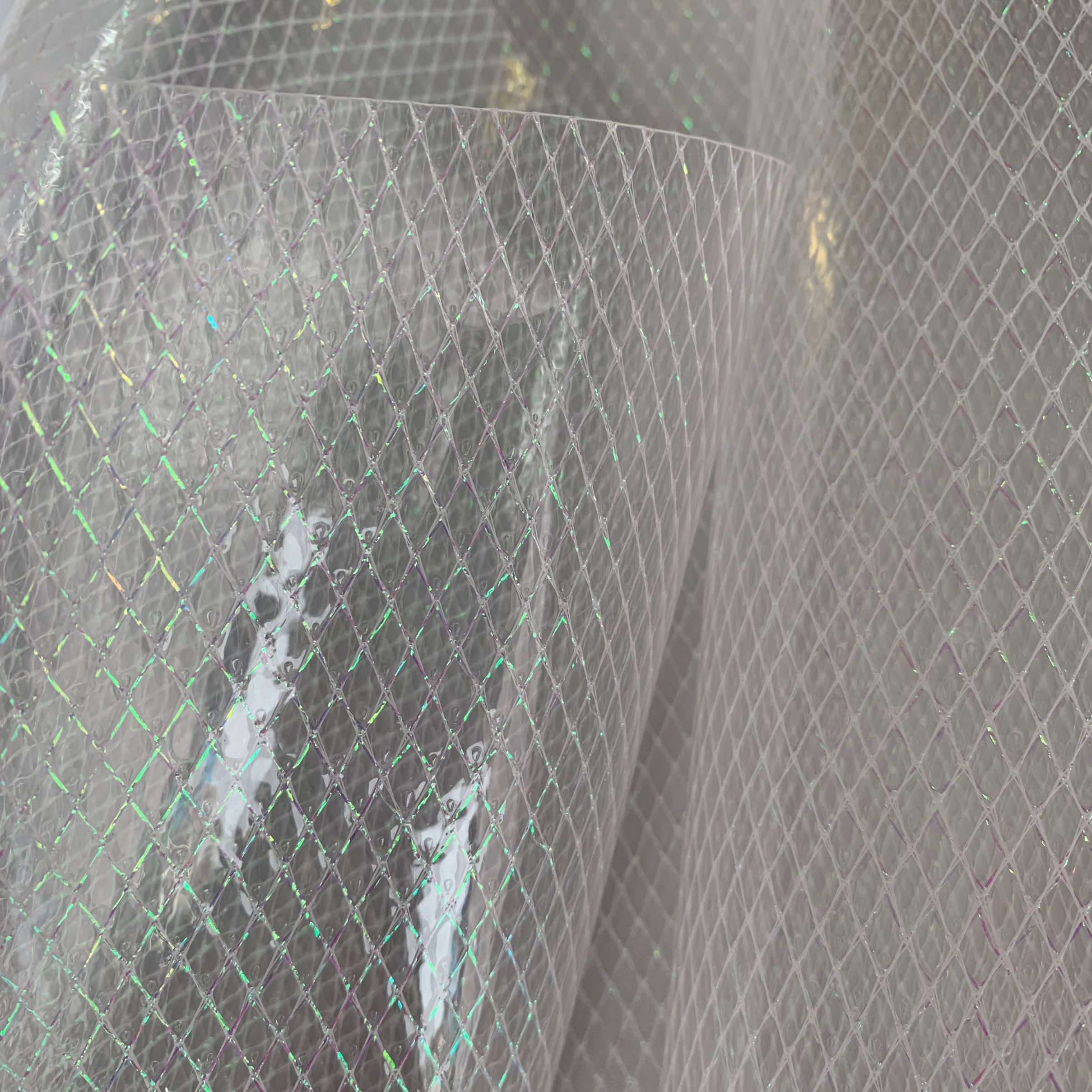 PEVA菱形夹网布化妆包 洗漱包材料膜详情图1