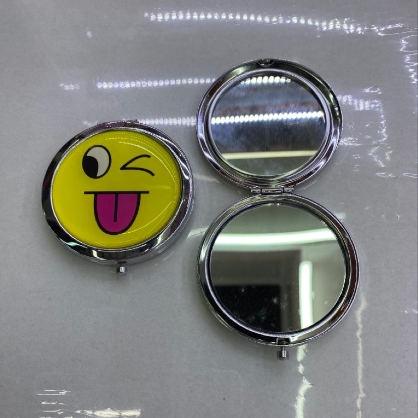 笑脸款小圆镜双面小镜子便携式化妆镜厂家直销