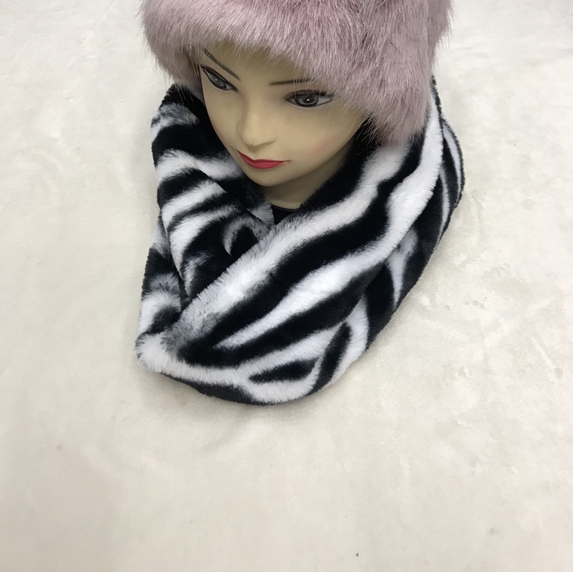 女式围巾围脖小兔毛600g斑马纹时尚围巾围脖