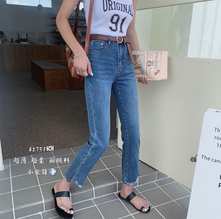 10Mifei 82751 Genuine 2020 Autumn/Winter New Korean-style fashionable stretch denim cigarette tube pants details Picture