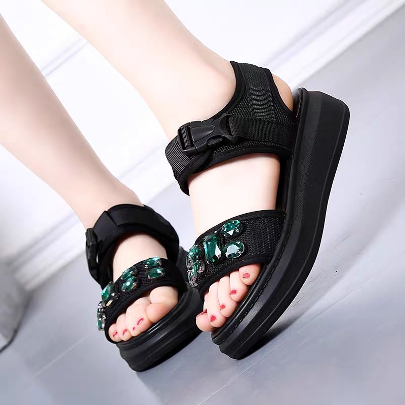 Victory Shoes Women's breathable sponge Sandals with diamonds details Picture