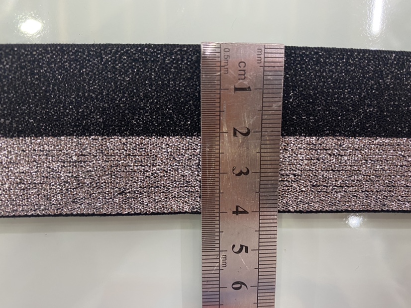 4 cm black silk + silver elastic band thumbnail
