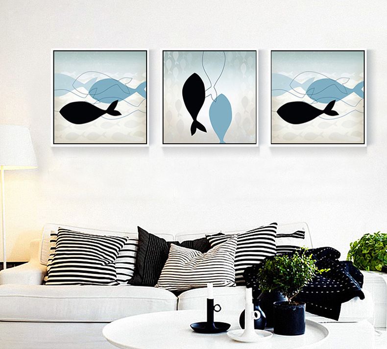 Shengshi Modern minimalist Decorative paintings, Nordic sofa background wall hanging paintings, abstract fish, hotel matching paintings factory direct sales detail image 6