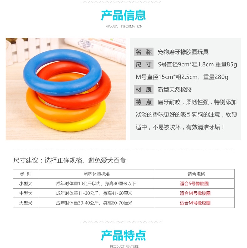 Dog toys, golden Retrievers, large dogs, biting pets, Teddy puppies, teething rubber rings, interactive training supplies Specification image