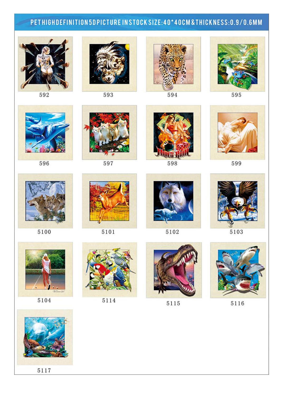 Factory Direct Hd 3D Painting 5D 3D Painting Pet Sticker 40X40cm full figure