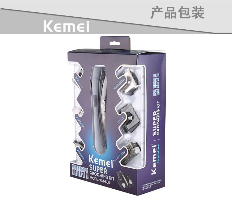 科美 Kemei 理发器剃须鼻毛修剪多功能刀头水洗套装KM-600电推剪详情图7