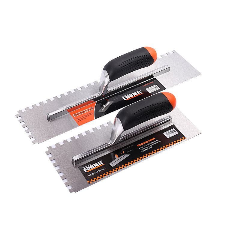 Discoverer tool double-color plastic handle 6 nail aluminum root Plastering Trowel (with teeth) small Plastering Trowel