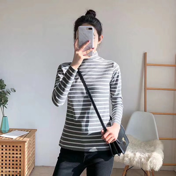 Semi-high-neck goddess dress, warm top, cationic base layer, women's autumn and winter new style, German velvet long-sleeved, thickened for outerwear Specification image