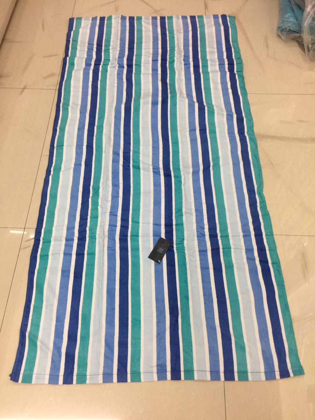 外贸印花彩条沙滩巾活性印花