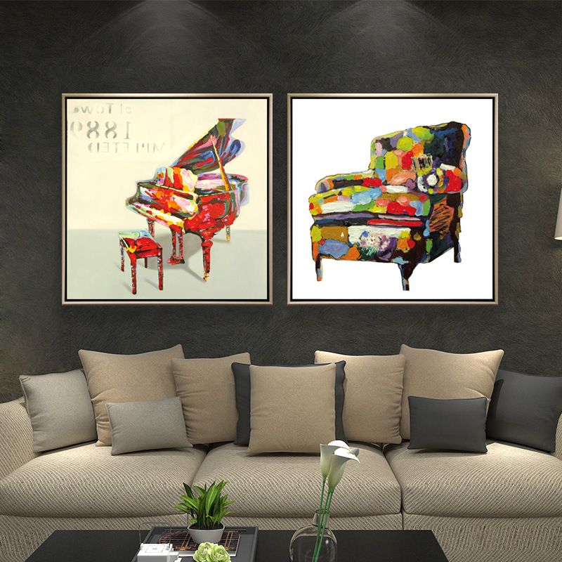 圣仕现代简约客厅装饰画喷绘油画钢琴沙发图案餐厅挂画酒店工程画图