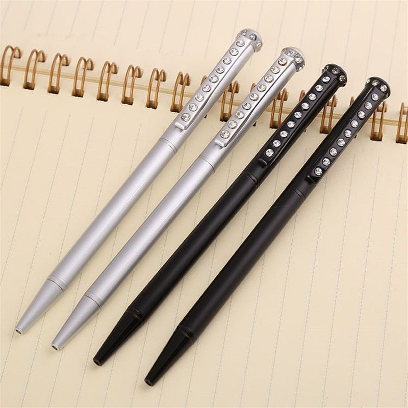 Promotional advertisement for small diamond fashionable crystal pen gifts, office fine metal ballpoint pen