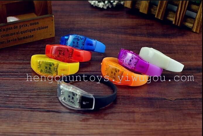 Light-emitting LED voice-controlled bracelet Vibration sensing bracelet Silicone wrist band