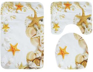 White Sand Starfish Digital Printed Bathroom Floor Mat Three-Piece Set full figure