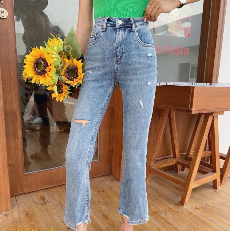Komatsu Natsuki 20860 genuine 2020 Autumn/Winter new Korean-style fashionable stretch denim flared pants Application Scenario