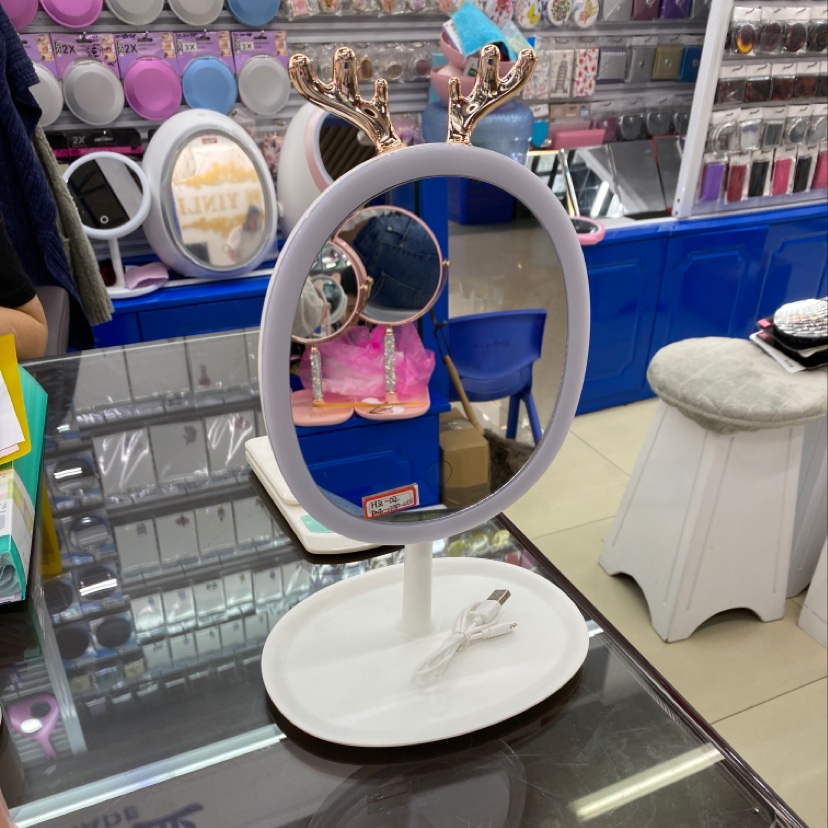 椭圆（鹿角）LED镜镜子便携式化妆镜厂家直销