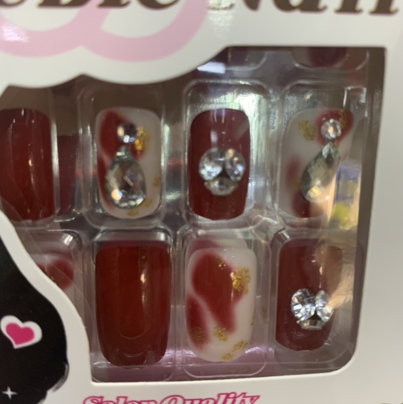 Burgundy - tinged 3D manicure