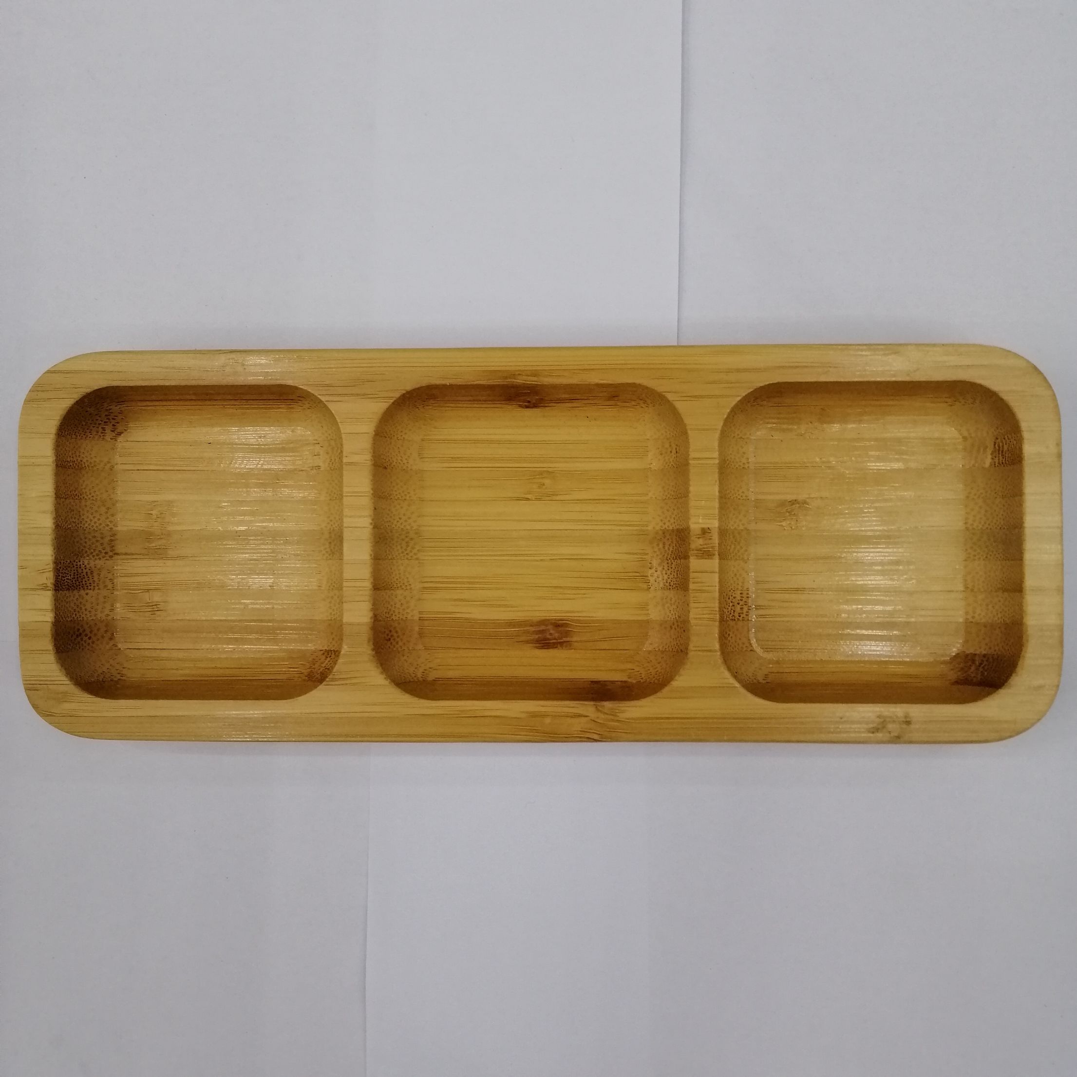 Bamboo tray square three trays fruit tray nut tray Nordic household kitchen tray thumbnail