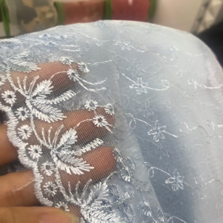 15 cm pink mesh fabric embroidered lace in stock details Picture