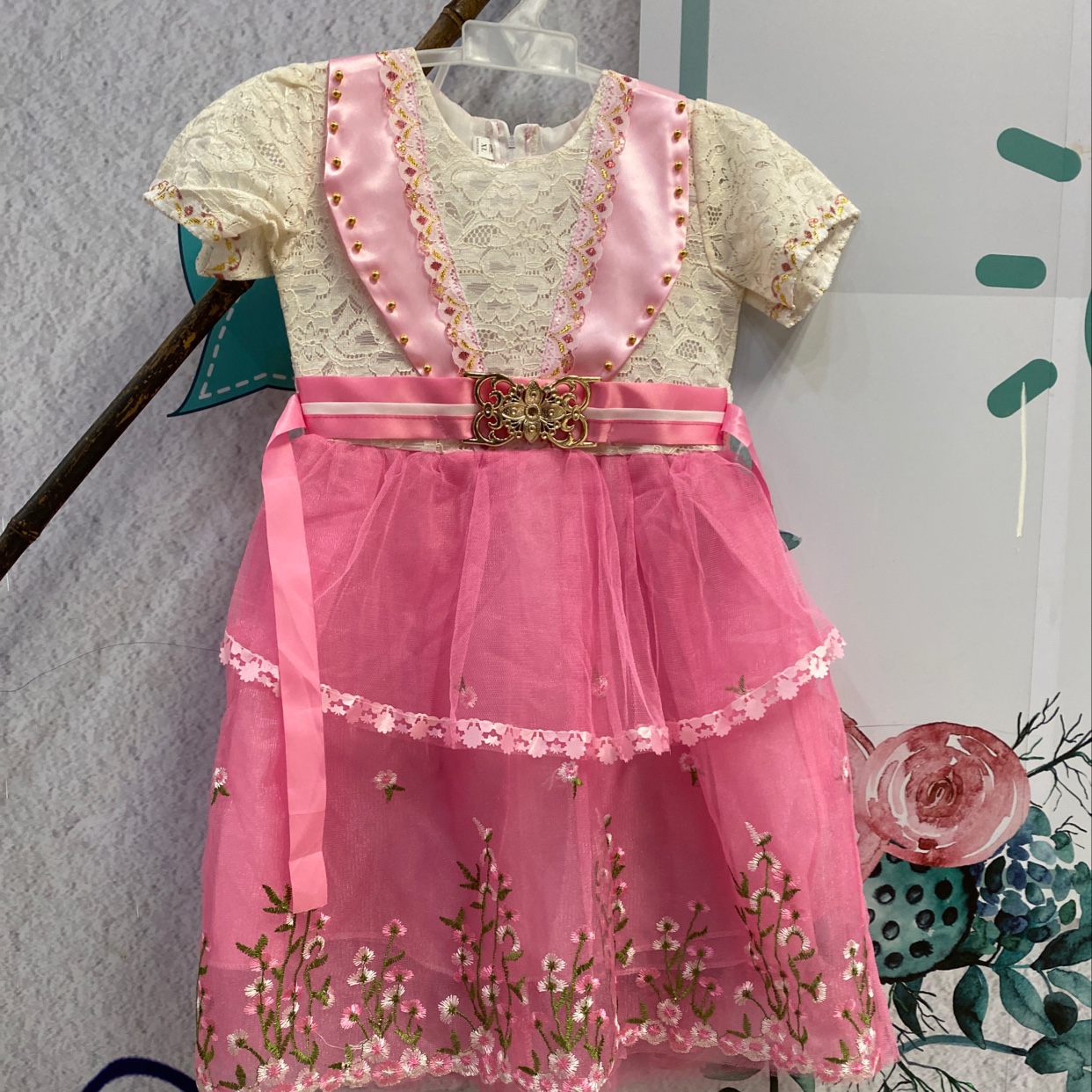 Small floral beaded gauze skirt thumbnail