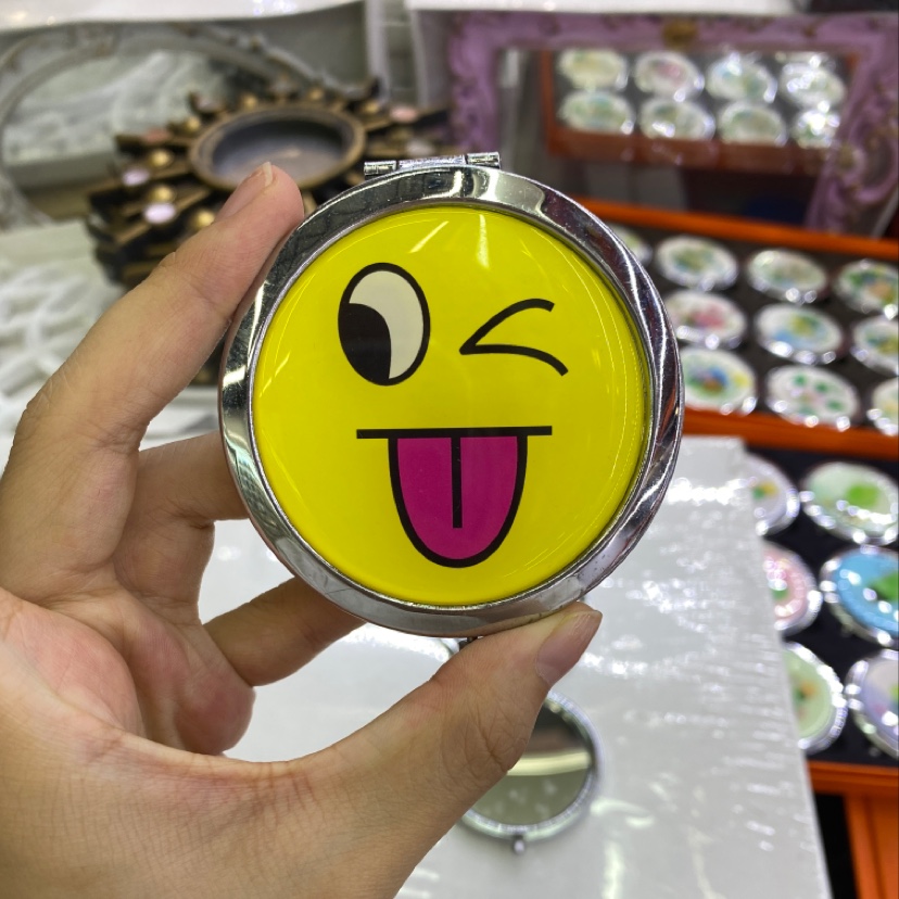 笑脸款小圆镜双面小镜子便携式化妆镜厂家直销2详情2