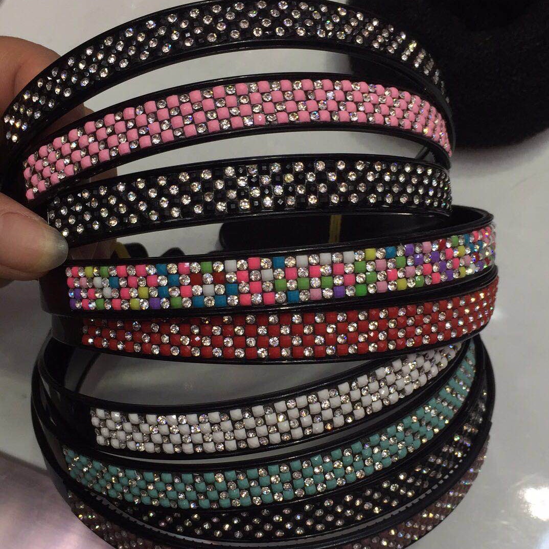 Yiwu International Trade City is good to jewelry 3569 booth 1.2cm square plus drill buckle net celebrity water drill head hole simple pressure headband Korean version of non-slip hair band bangs hair clip head thumbnail