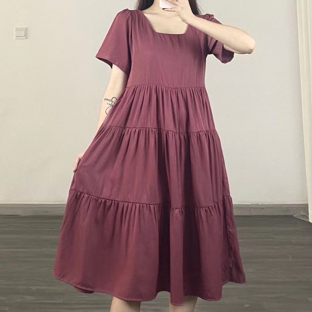 Women's 2020 summer dress new French over the knee long skirt ankle thin cover dress foreign style