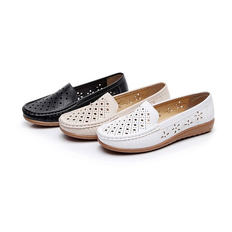 白色护士凉鞋夏季新款平底牛筋底妈妈鞋镂空透气防滑孕妇鞋女皮鞋