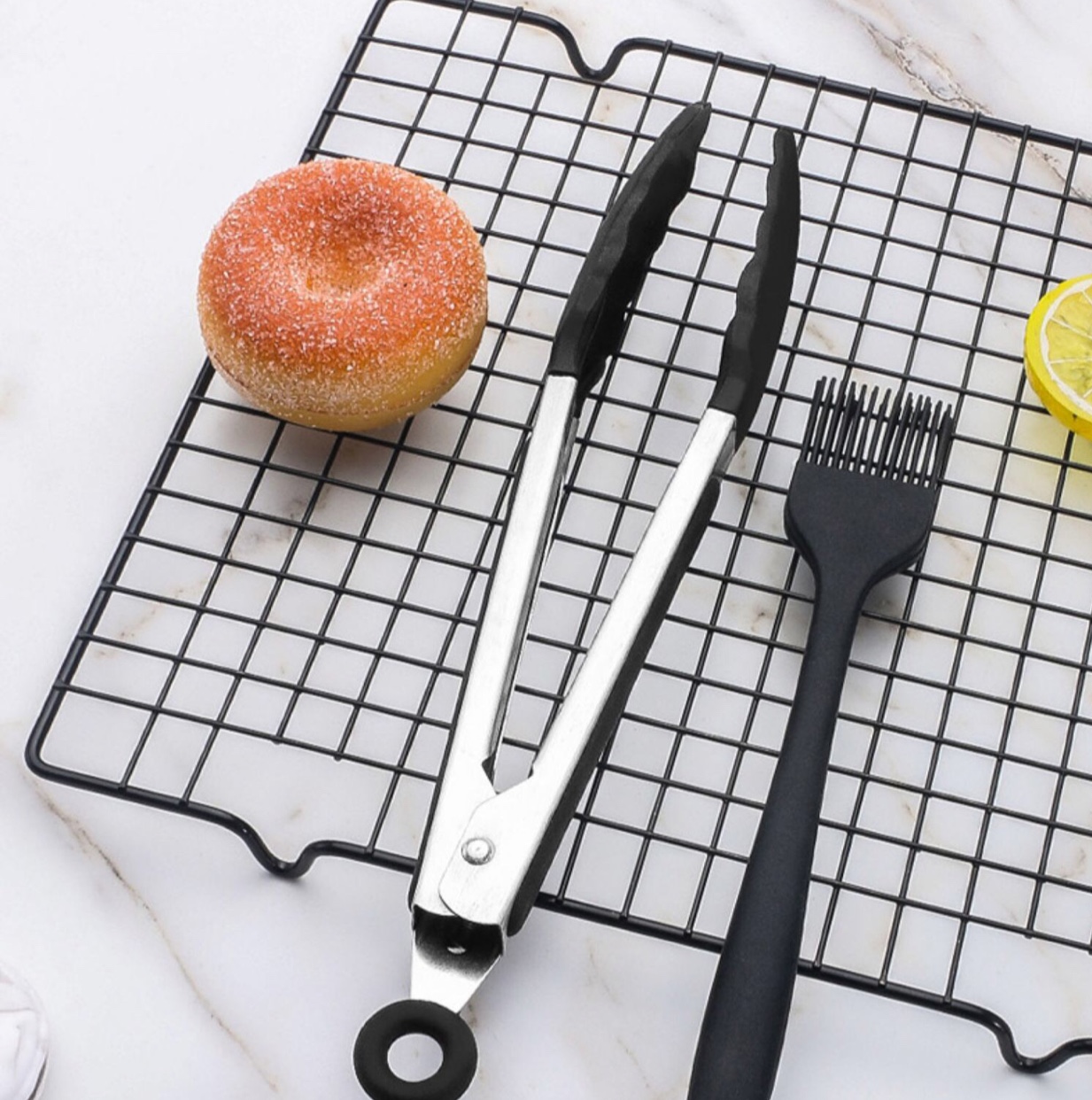 9-inch silicone food tongs with telescopic hanging, food-grade silicone barbecue and baking tools undefined