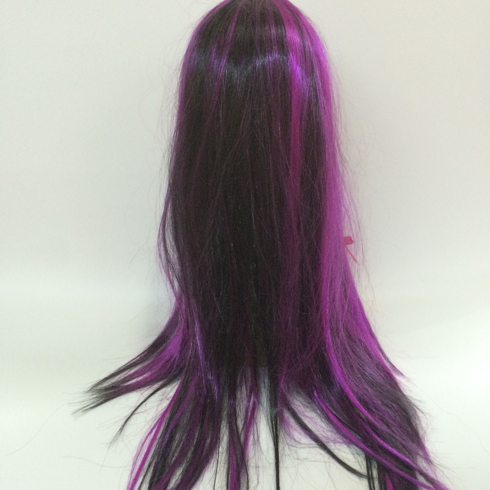 A purple and black two-braided straight hair witch wig detail image 2