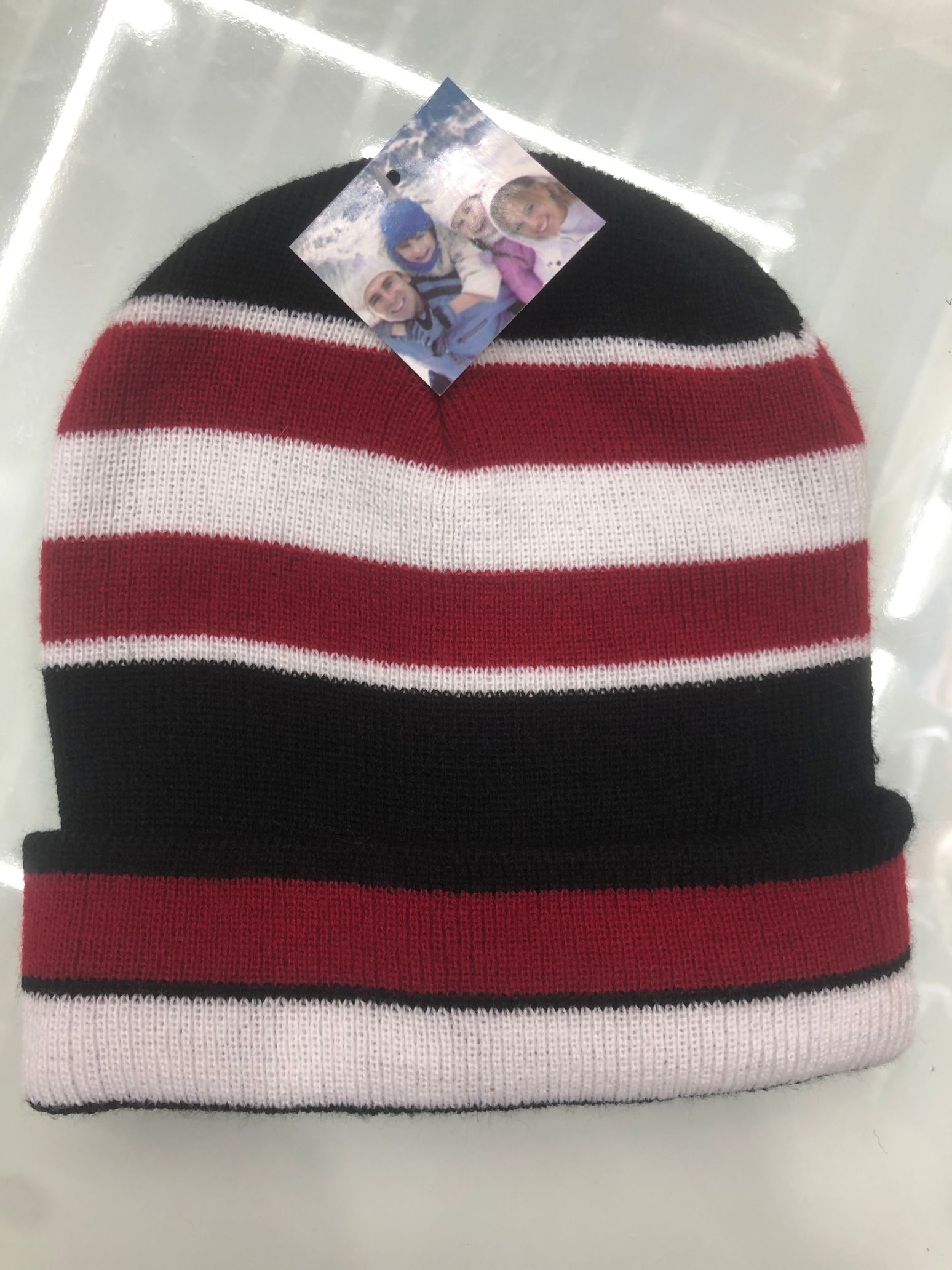 Stripes turn over knit hat autumn winter new woolen hat thumbnail